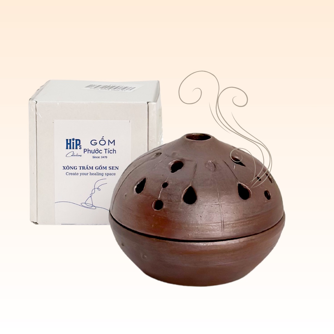 Xông trầm gốm sen