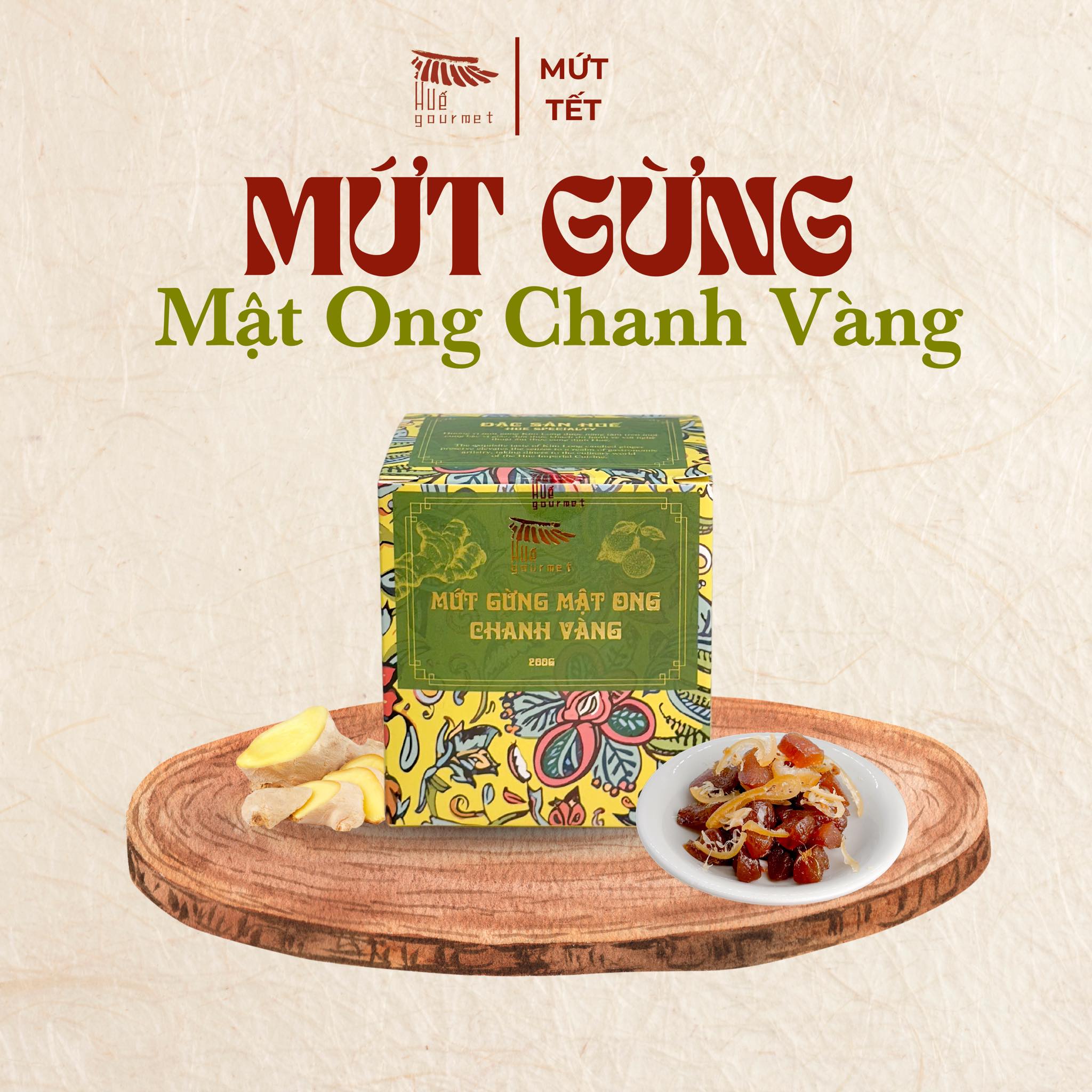 Mứt gừng mật ong chanh vàng dạng viên