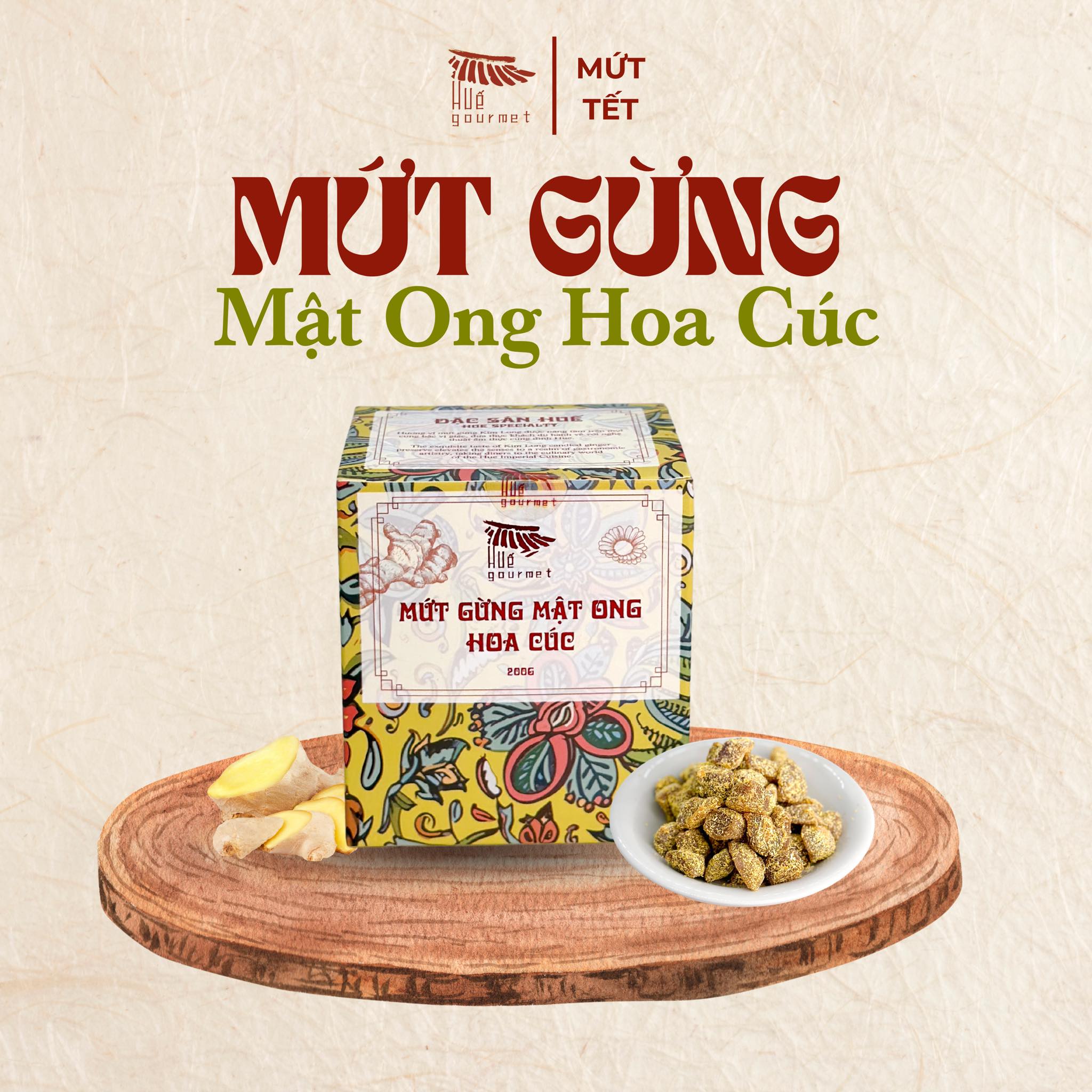 Mứt gừng mật ong hoa cúc dạng viên